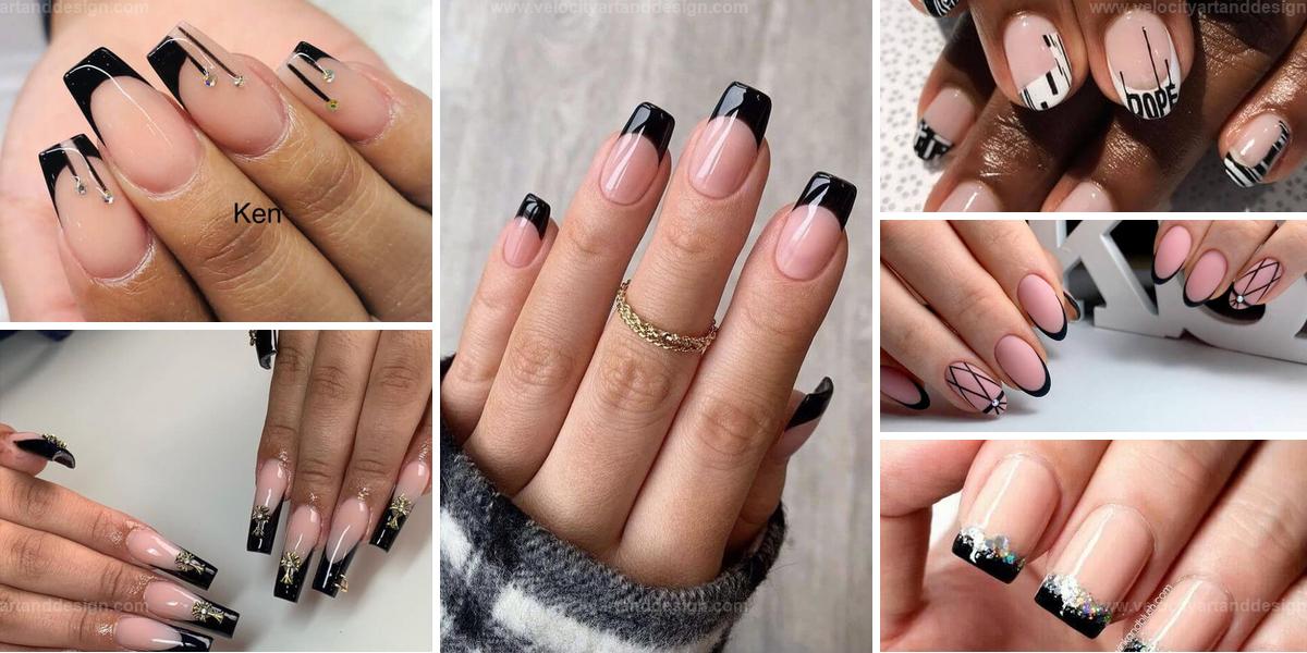 Modern Black French Tip Nails