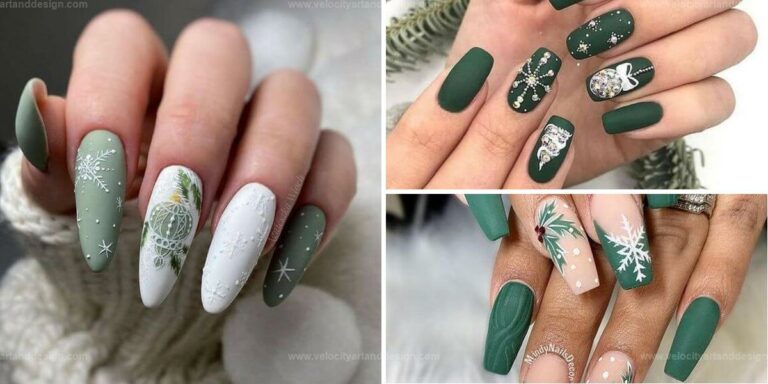 Elegant Green Christmas Nails