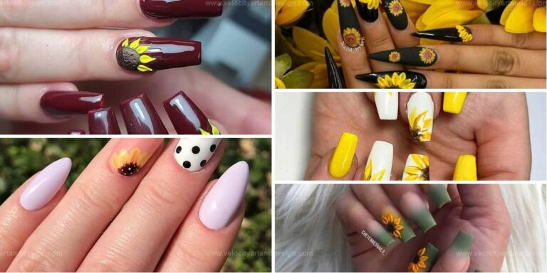 Pretty Sunflower Nail Designs