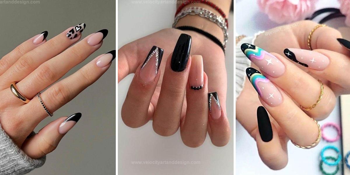 Elegant Black French Tip Nails