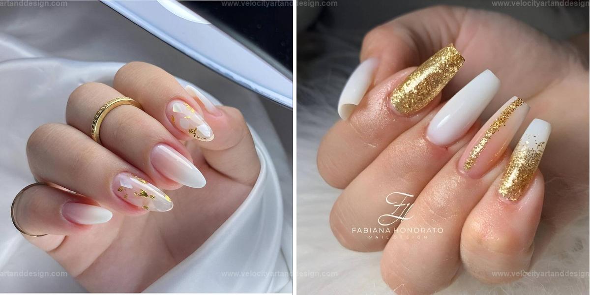 Top White and Gold Nail Designs