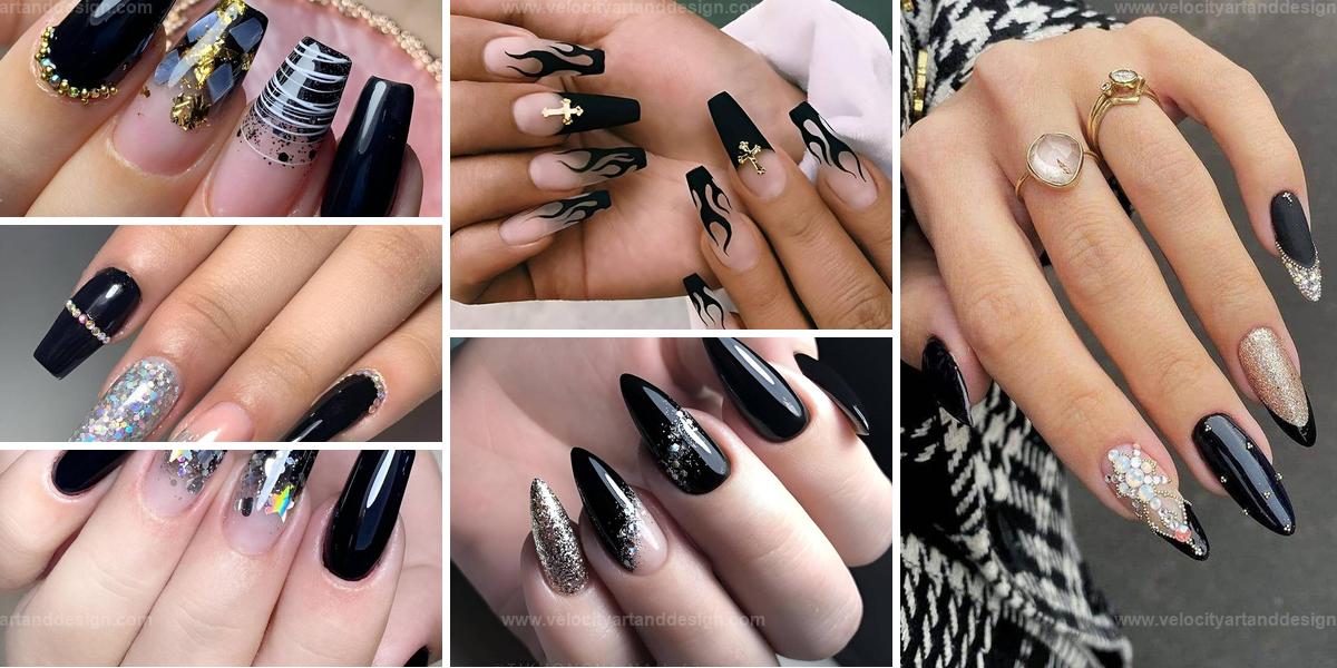 Trendy Black Acrylic Nail Designs