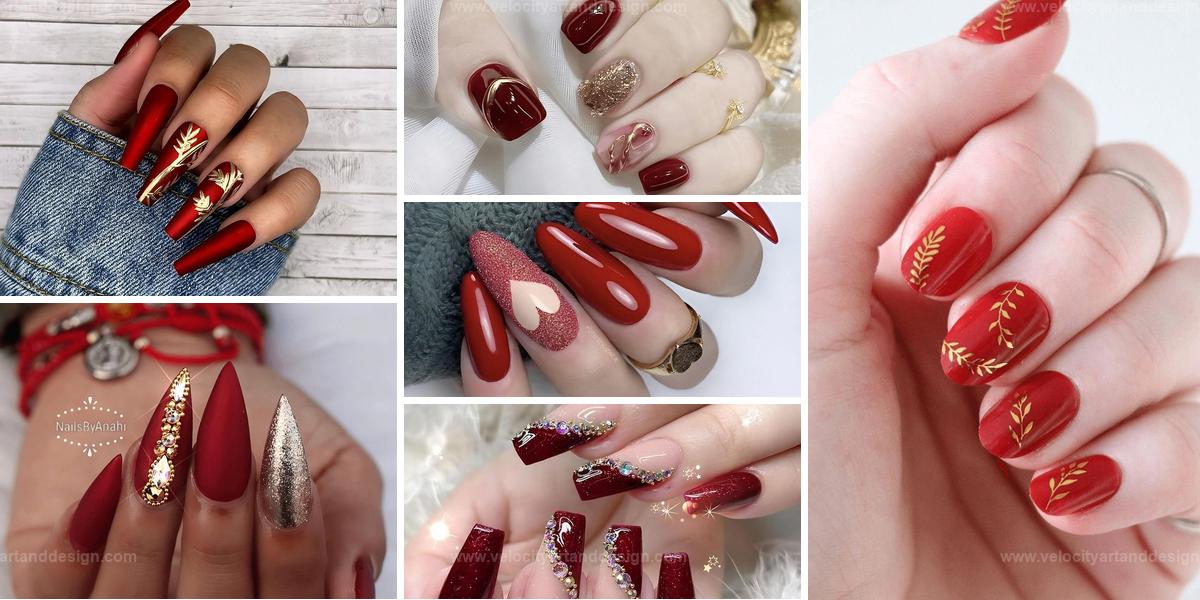 Top Red and Gold Nail Designs