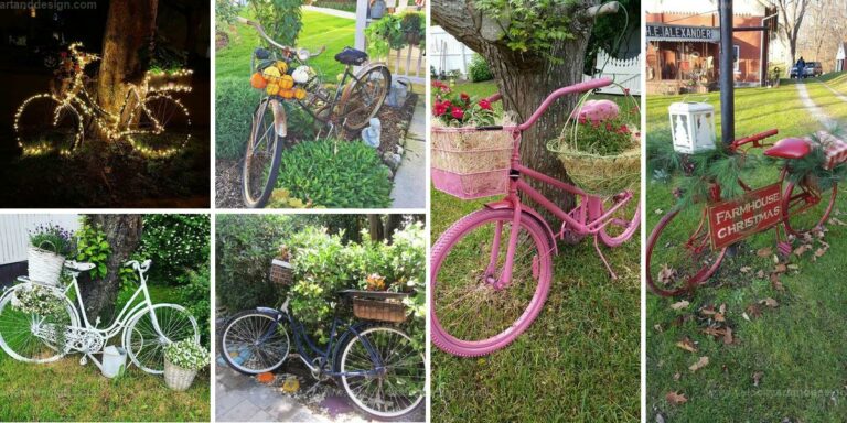 Best Yard Landscapes Using Old Bicycles