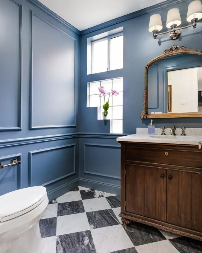 Stylish Blue Paneled Bathroom Walls