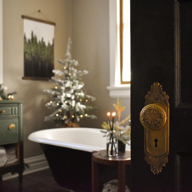 Cozy Tub Corner with Christmas Cheer