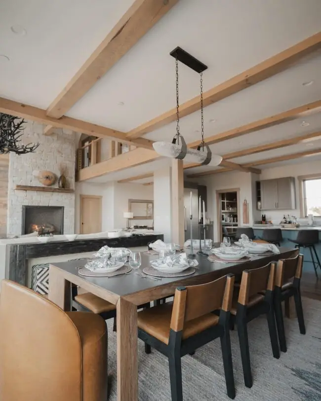 Leather Details in Rustic Dining Rooms