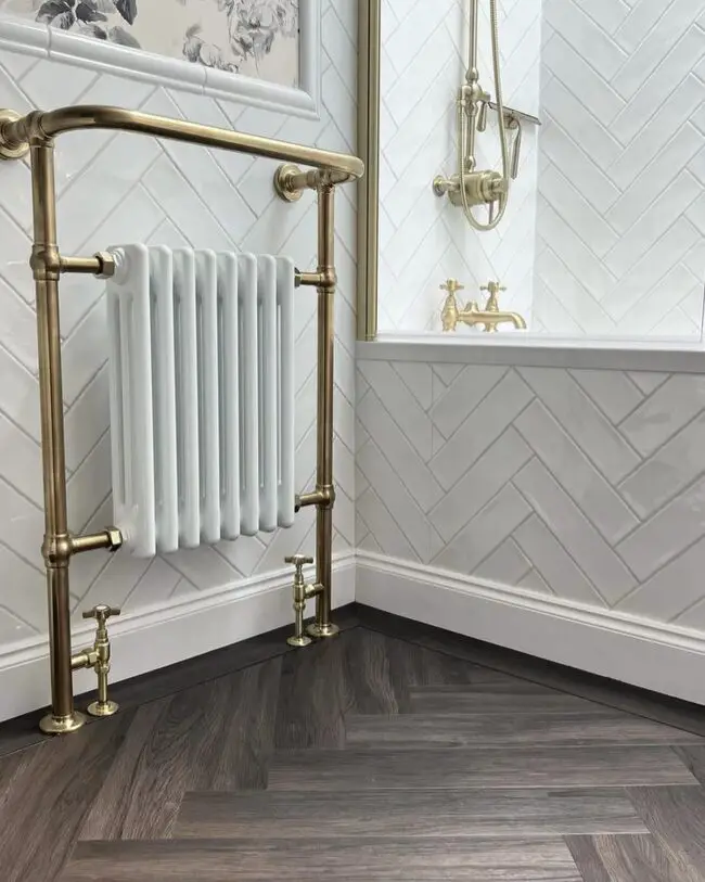 Dark Herringbone Vinyl with Brass Touches