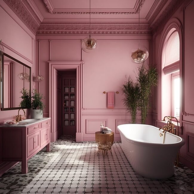 Timeless Pink Bathroom with Vintage Touches