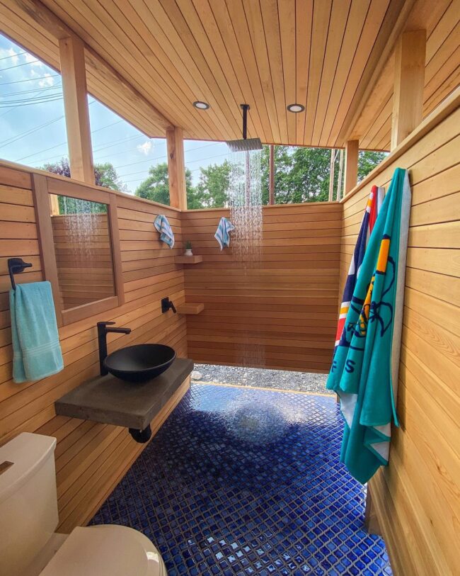 Sky-Inspired Showers with Timber