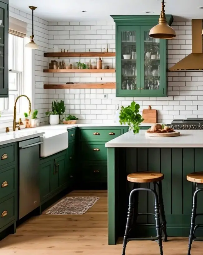 Crisp Green and Subway Tile Fusion