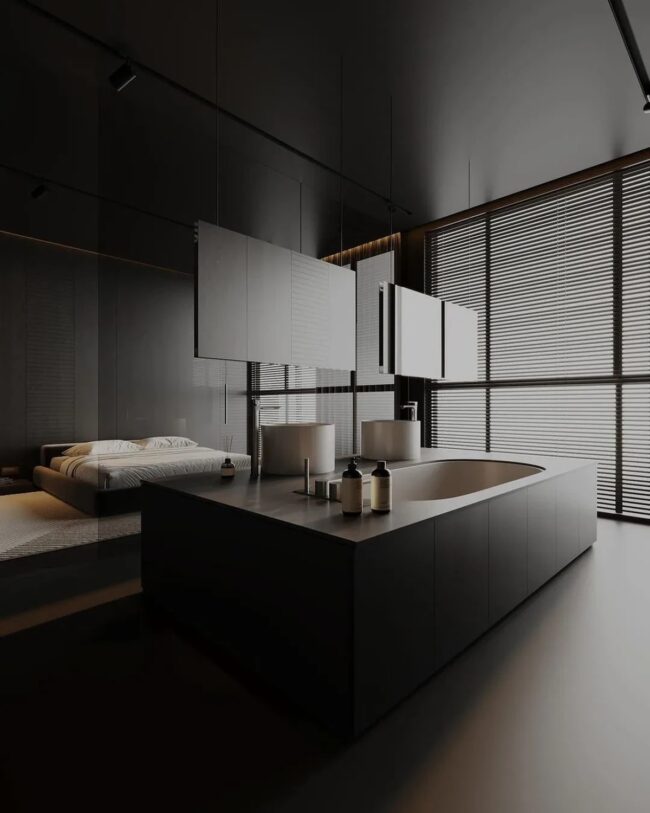 Zen-Inspired Modern Bedroom-Bathroom Design