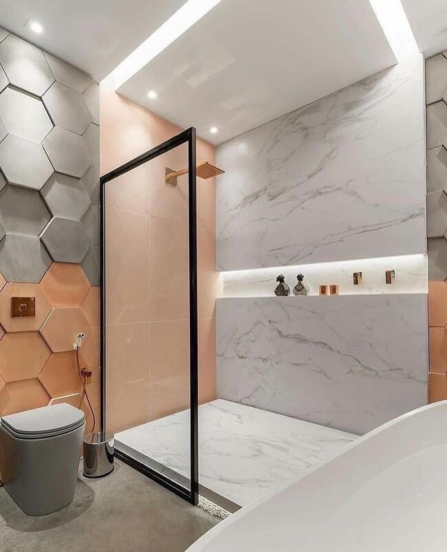 Geometric Design with Marble Highlights