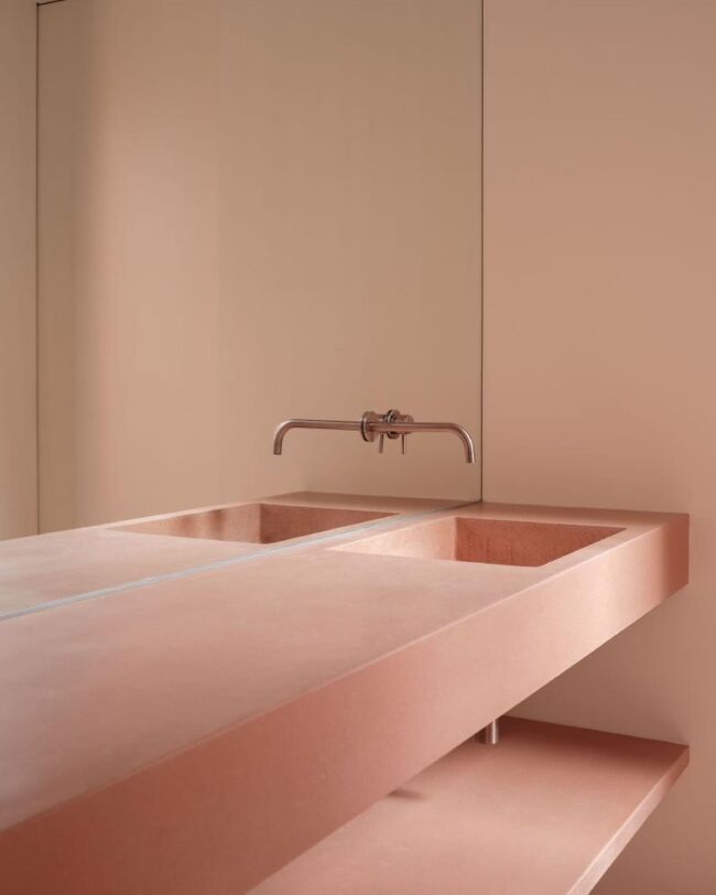 Minimalist Pink Double-Sink Vanity