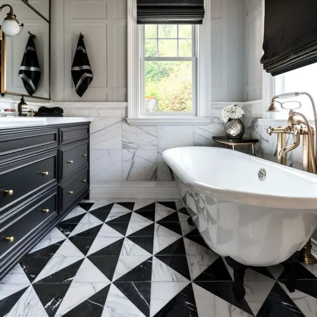 Black and White Geometric Floor Style