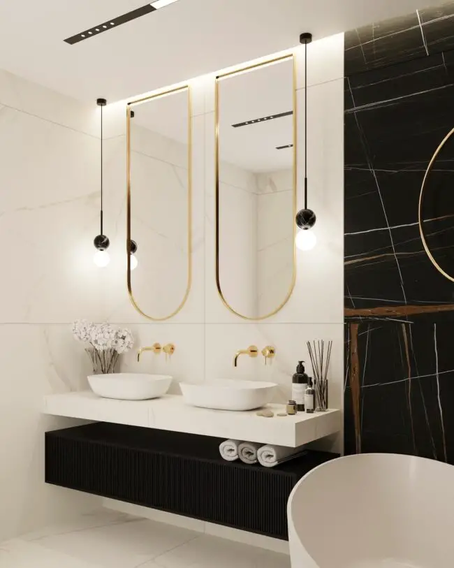 Gold Accents in a Sleek, Contemporary Bathroom