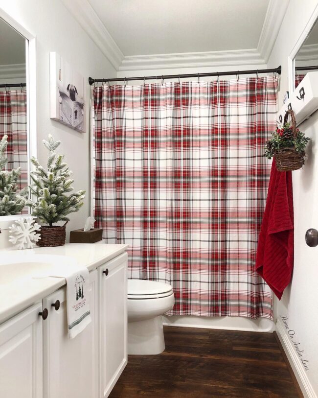 Classic Christmas Plaid Shower Curtain Style