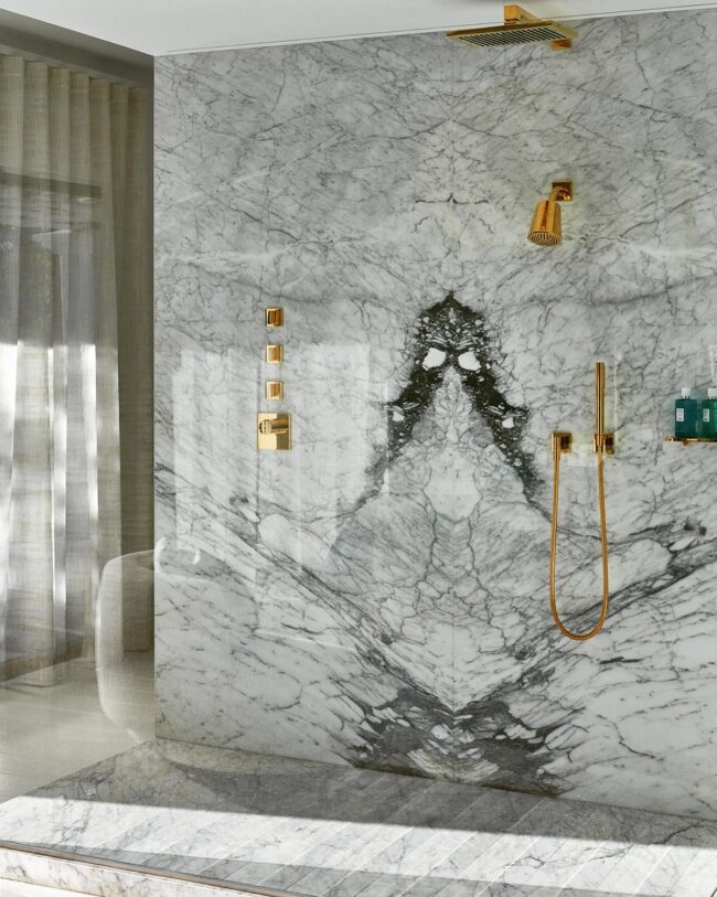 Eye-Catching Marble Shower Design