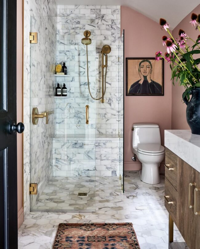 Pink Highlights with Marble Elegance