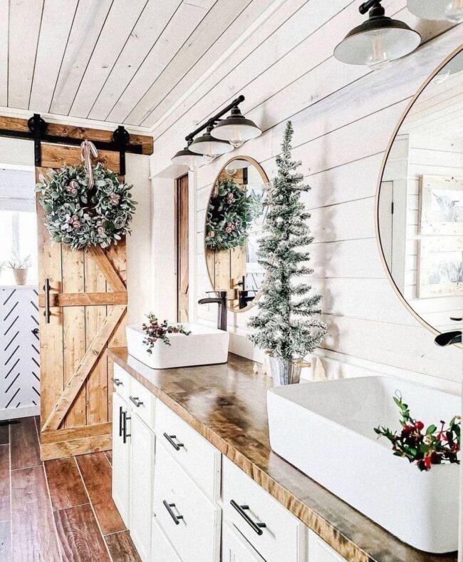 Clean and Elegant Holiday Bathroom Decor