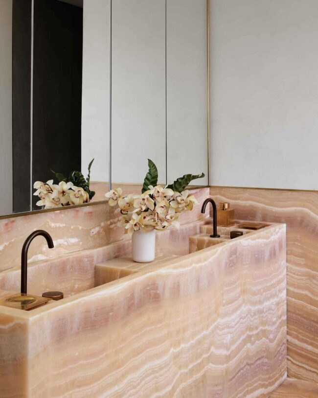 Pink Marble Double Vanity