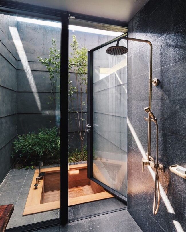 Industrial Green Showers Outdoors