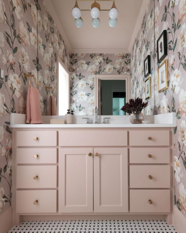 Dusty Pink Floral-Inspired Vanity