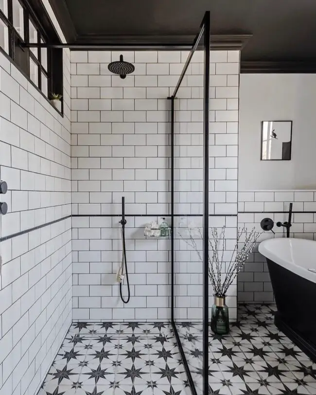 Art Deco-Inspired Bathroom with Starburst Tiles