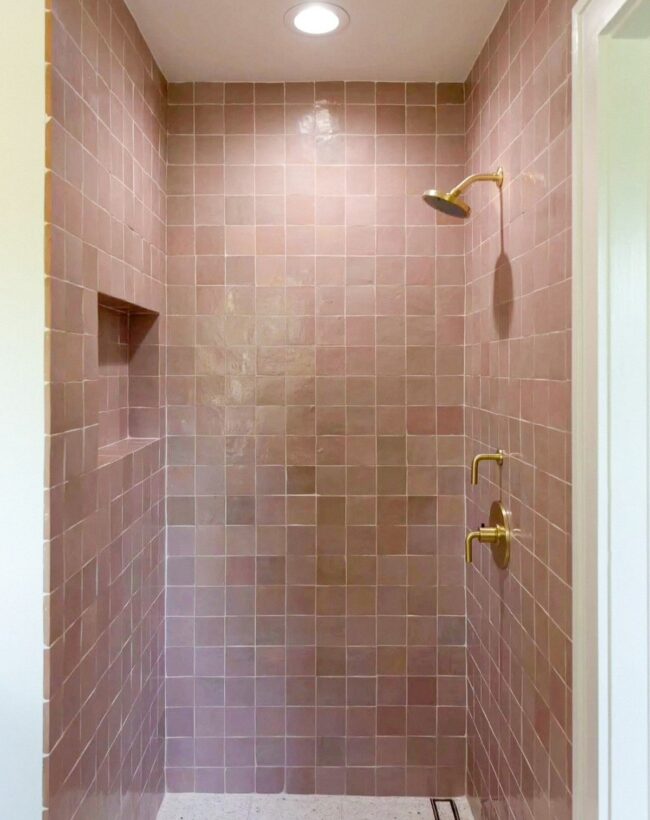 Pink-Tiled Shower Nook