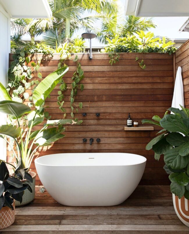 Private Showers Surrounded by Green