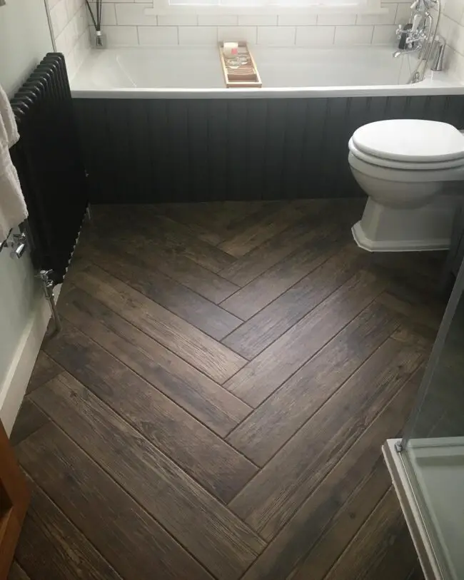 Timeless Dark Herringbone Vinyl Flooring