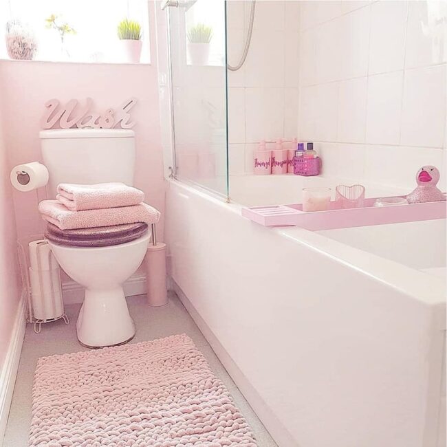 Cozy Pastel Pink Bathroom with Adorable Details