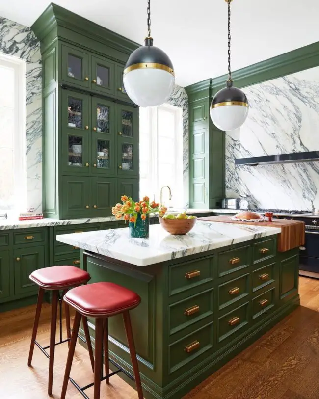 Forest Green and Marble Contrast